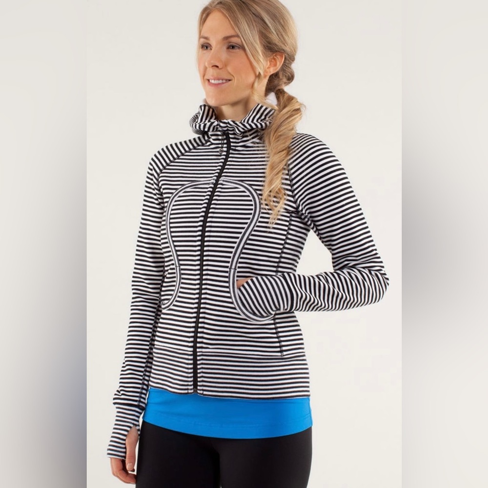 Vintage Lululemon 2 Scuba Hoodie Striped Mauve Grey. WOMENS 4.